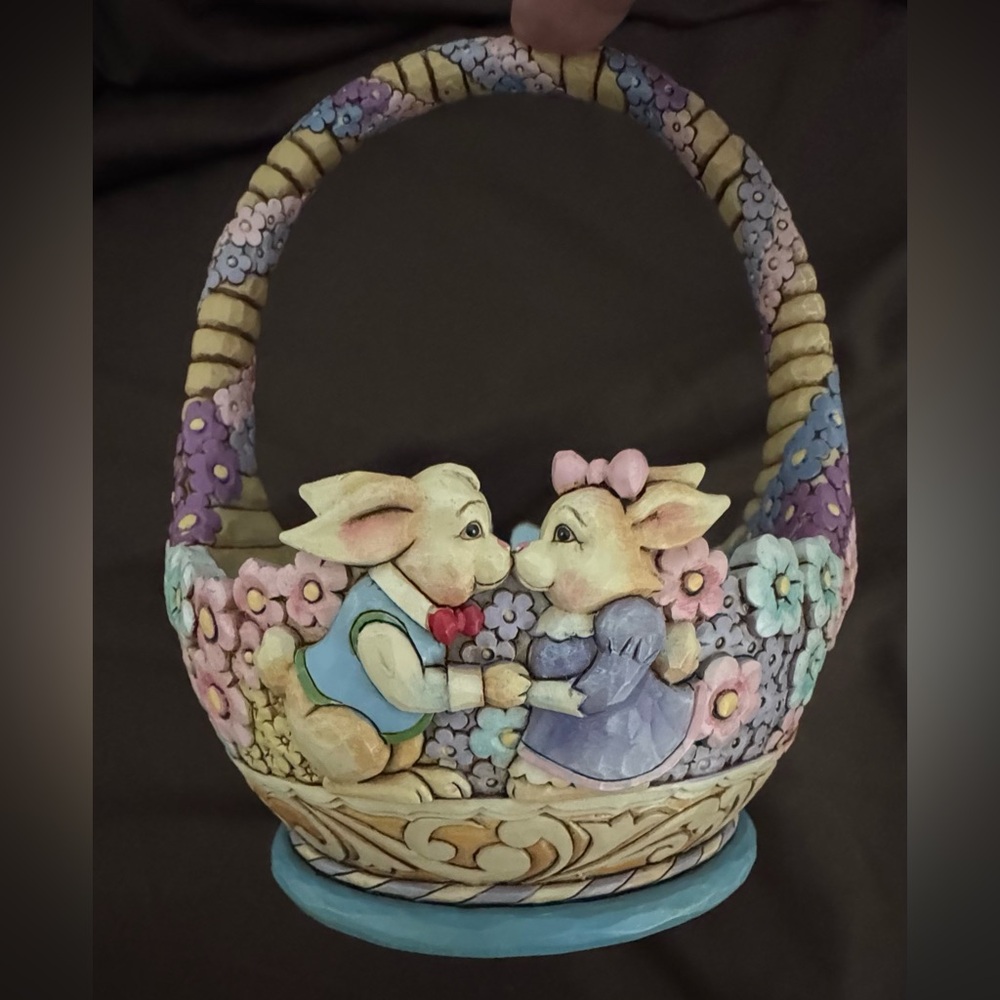 Jim Shore Heartwood Creek Honey Bunny Basket ONLY NO EGGS